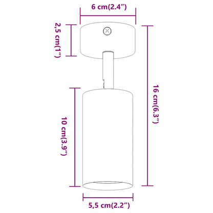 Loftsspot Med Spotlights 6 X 6 X 16 Cm Metal - Billede 14
