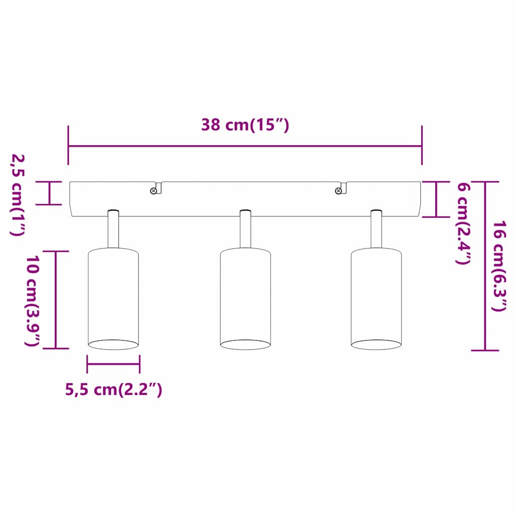 Loftsspot Med Spotlights 38 X 6 X 16 Cm Metal - Billede 14