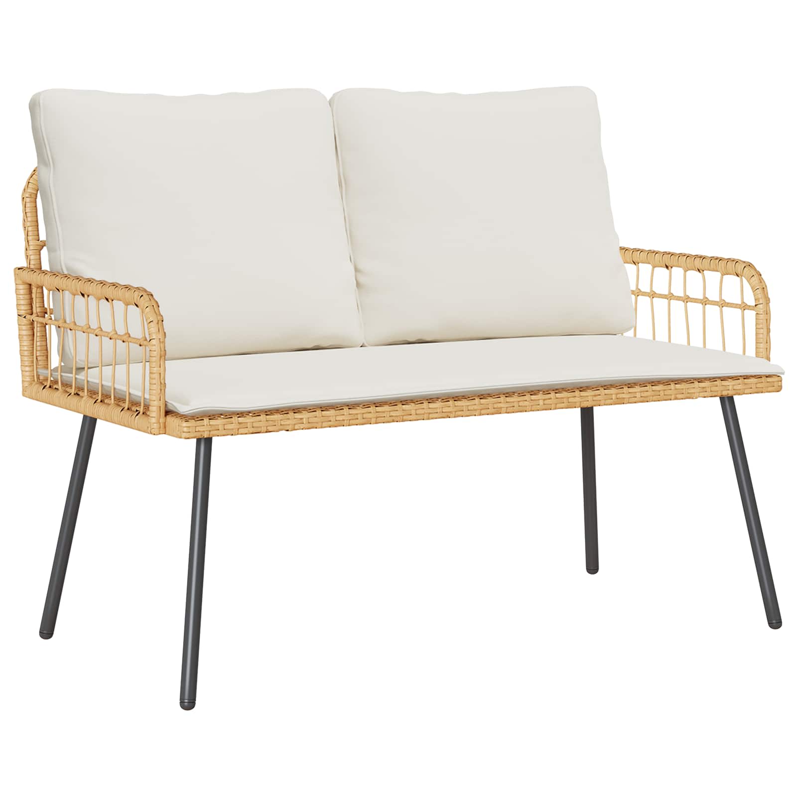 Havebænk Med Pude 114 X 64 X 90cm Stål - Hovedbillede