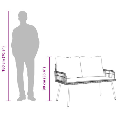 Havebænk Med Pude 114 X 64 X 90cm Stål - Billede 7