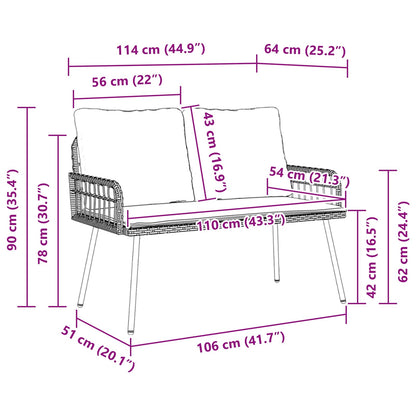 Havebænk Med Pude 114 X 64 X 90cm Stål - Billede 6