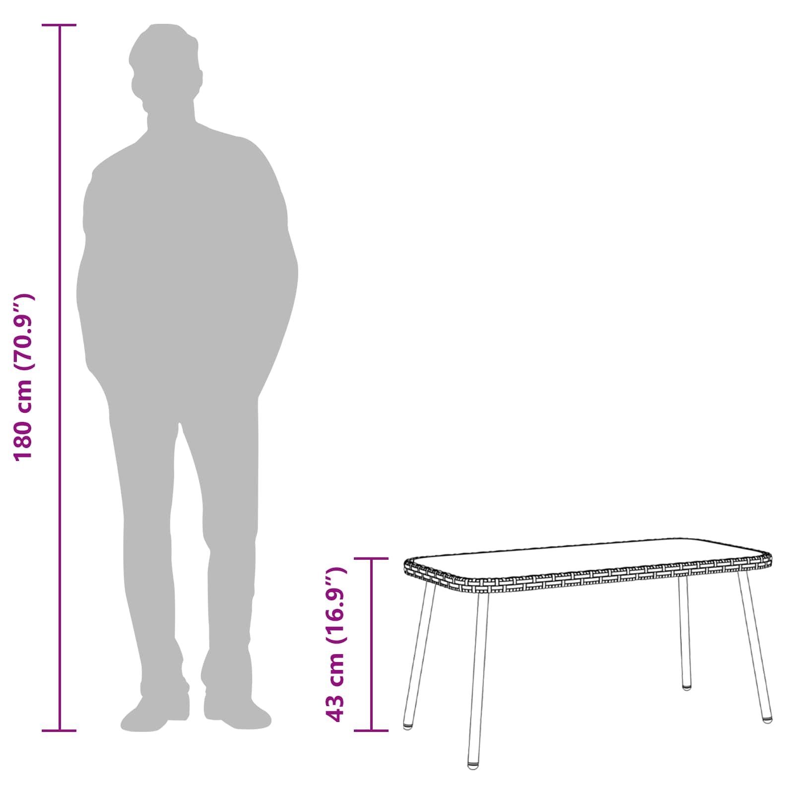 Sofabord Og 90 X 45 X 43 Cm Polyrattan - Billede 9