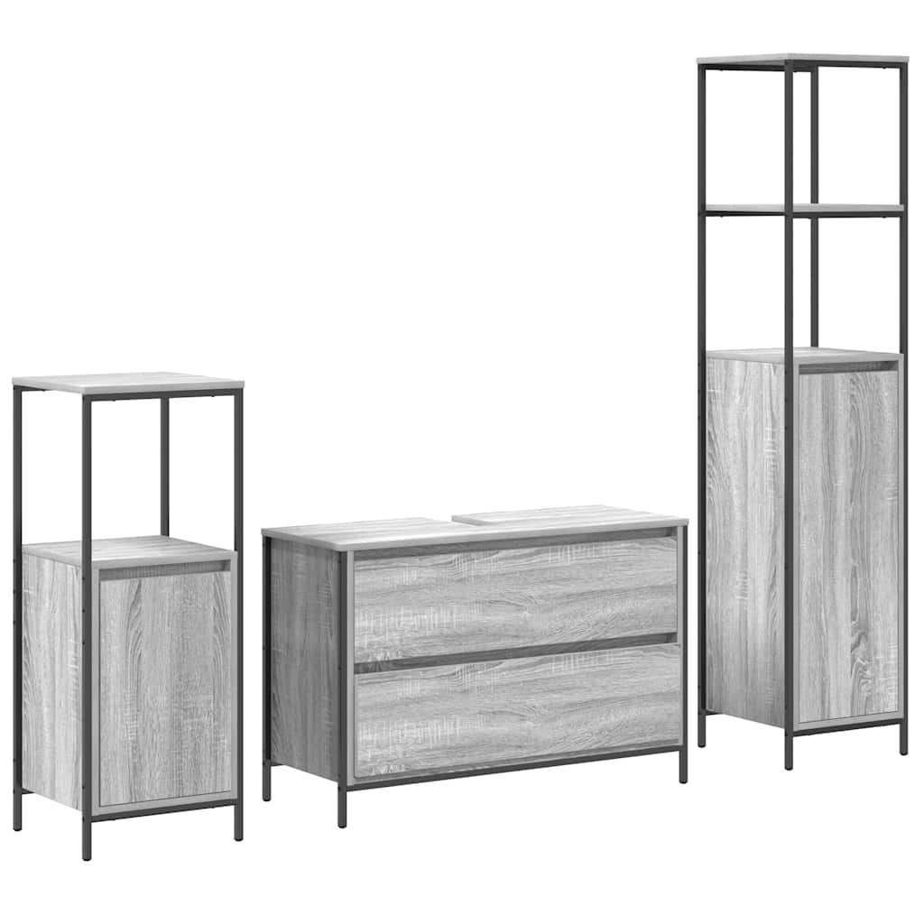 Badeværelsesmøbel Sæt 3 Stk. 90 X 34,5 X 60 Cm - Billede 2