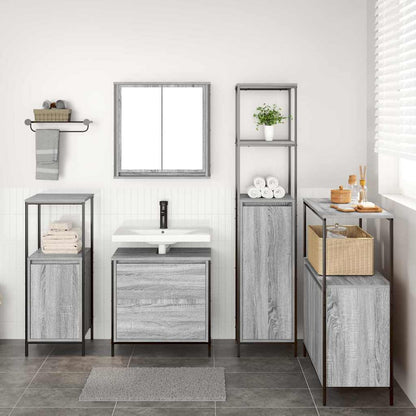 Badeværelsesmøbel Sæt Med Hylde 5 Pcs Grå 76,5 X 35 X 95 Cm - Billede 4