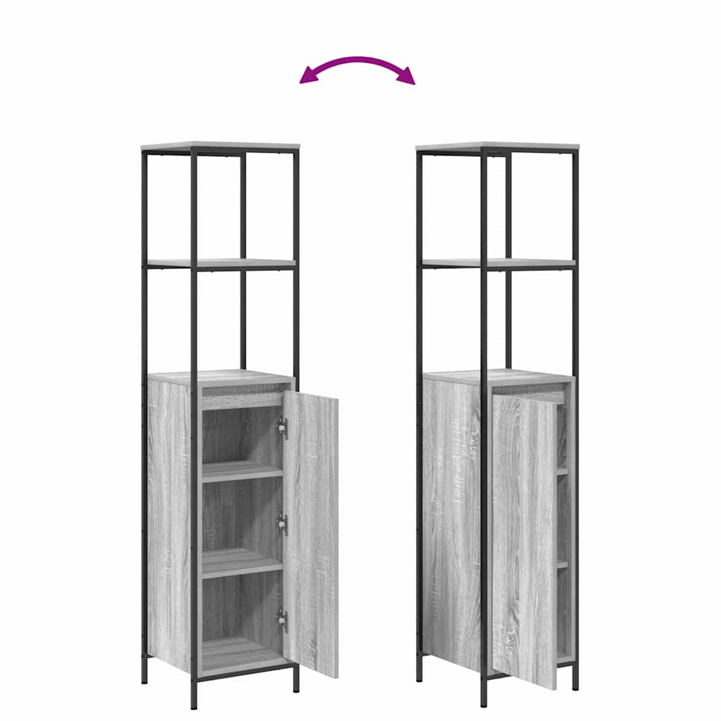 Badeværelsesmøbel Sæt Med Hylde 5 Pcs Grå 76,5 X 35 X 95 Cm - Billede 12