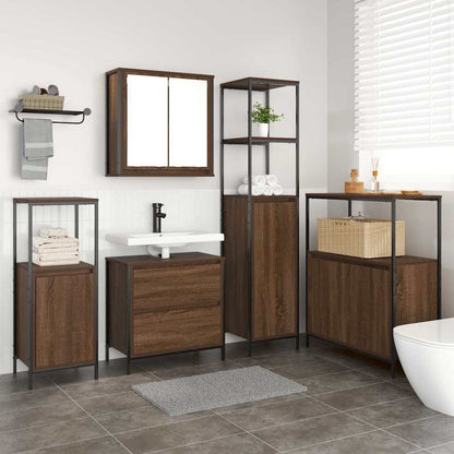 Badeværelsesmøbel Sæt Med Hylde 5 Pcs Brun 76,5 X 35 X 95 Cm - Hovedbillede