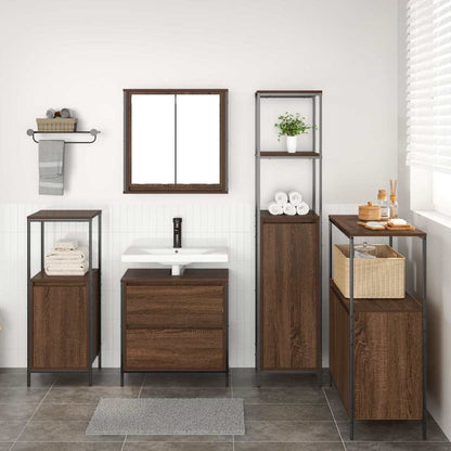 Badeværelsesmøbel Sæt Med Hylde 5 Pcs Brun 76,5 X 35 X 95 Cm - Billede 4