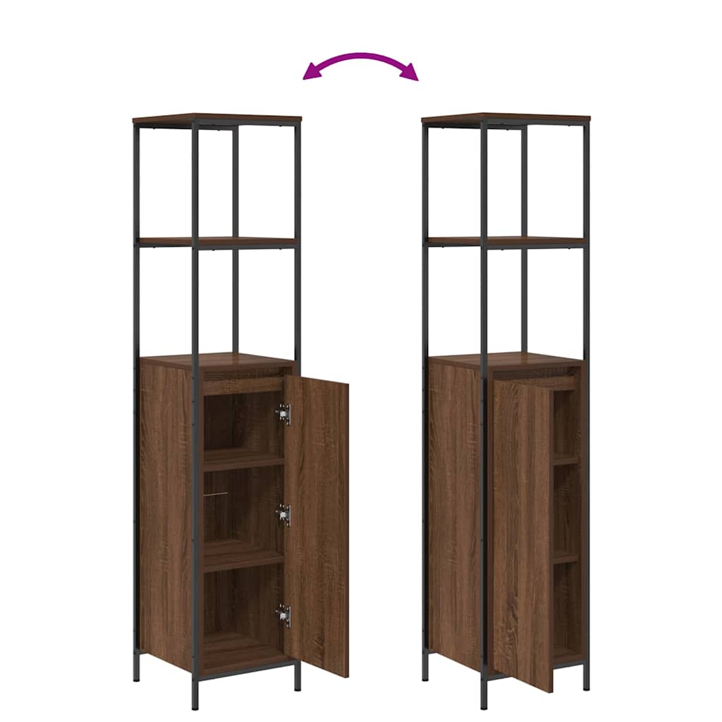 Badeværelsesmøbel Sæt Med Hylde 5 Pcs Brun 76,5 X 35 X 95 Cm - Billede 12