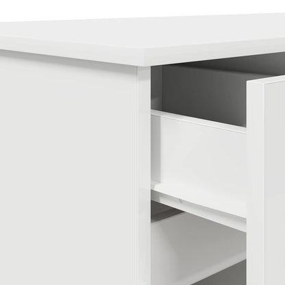Bord Med Skuffe Med Hylde Hvid 140 X 49 X 76 Cm Konstrueret Træ - Billede 10