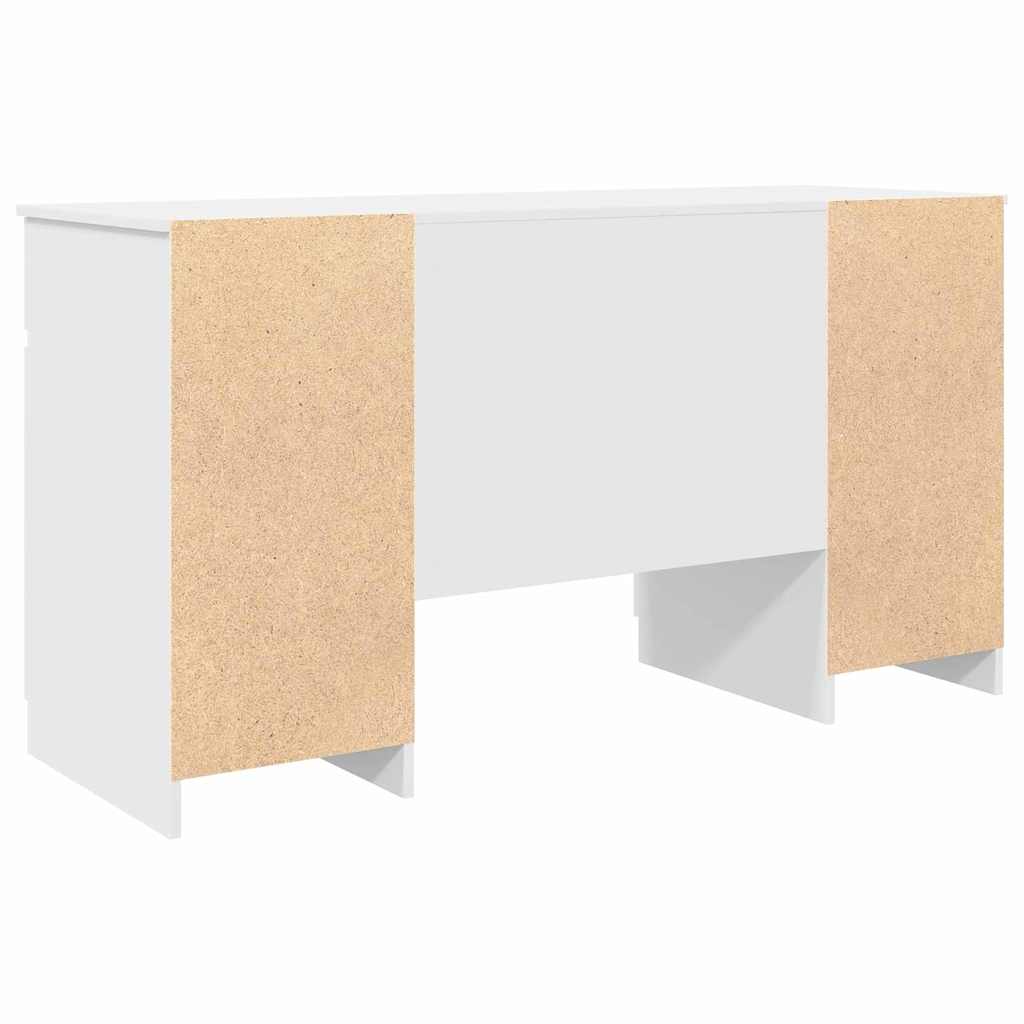 Bord Med Skuffe Med Hylde Hvid 140 X 49 X 76 Cm Konstrueret Træ - Billede 6