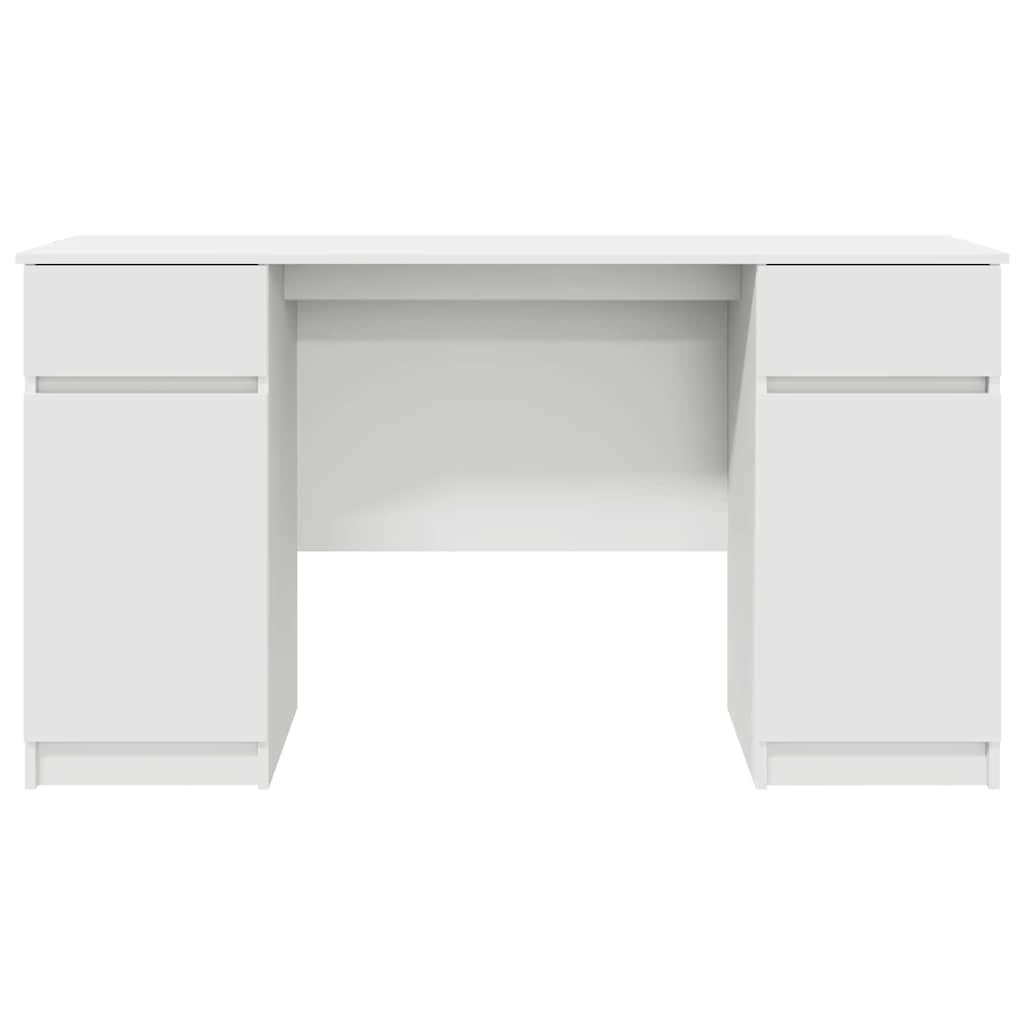Bord Med Skuffe Med Hylde Hvid 140 X 49 X 76 Cm Konstrueret Træ - Billede 7