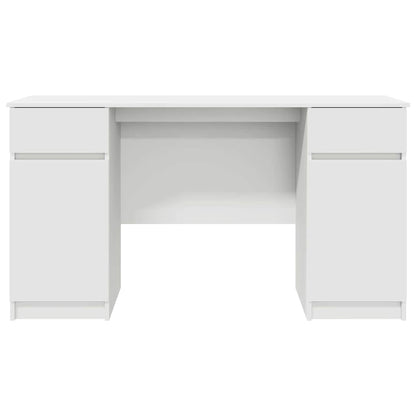 Bord Med Skuffe Med Hylde Hvid 140 X 49 X 76 Cm Konstrueret Træ - Billede 7