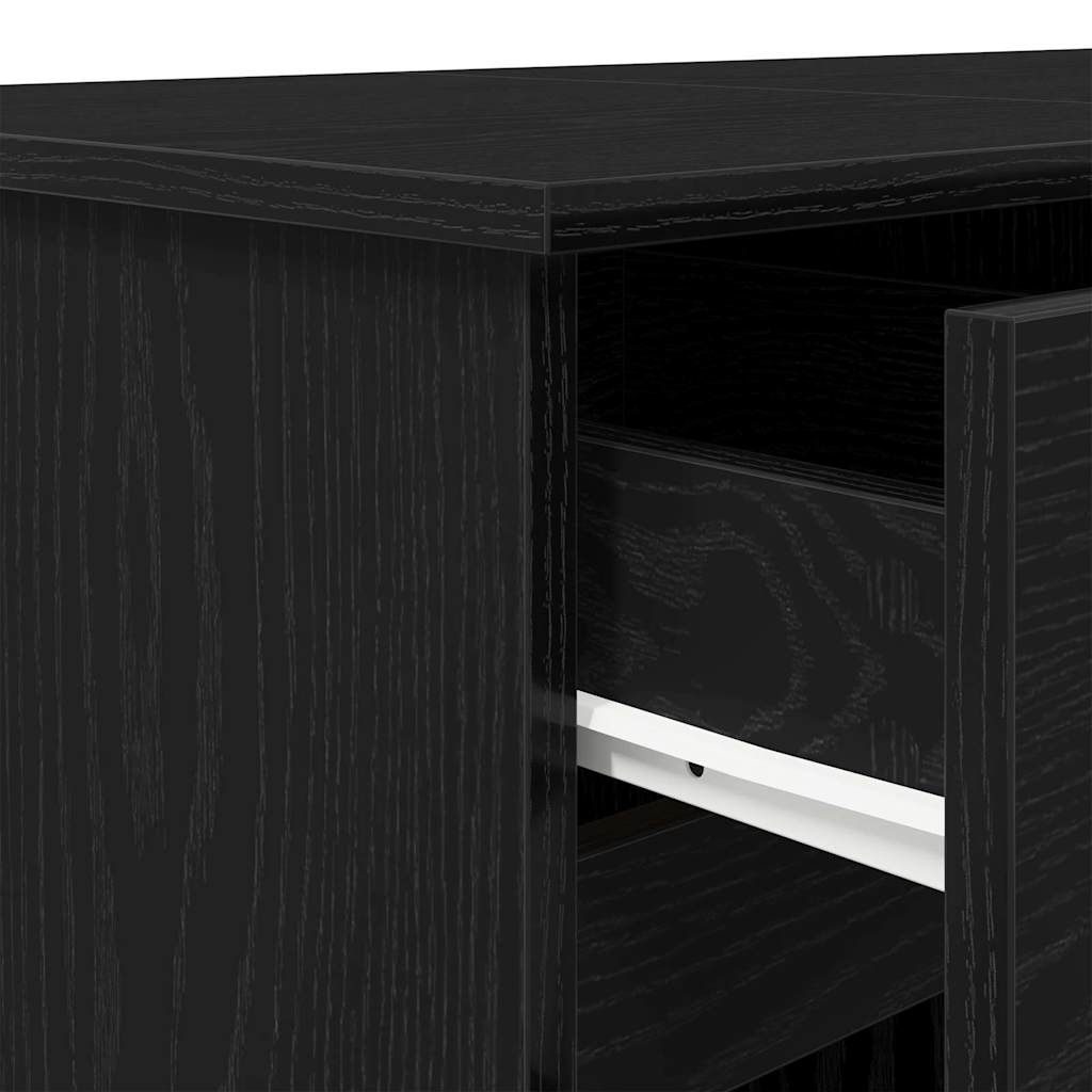 Bord Med Skuffe Sort Eg 140 X 49 X 76 Cm Konstrueret Træ - Billede 10