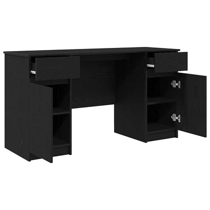 Bord Med Skuffe Sort Eg 140 X 49 X 76 Cm Konstrueret Træ - Billede 5