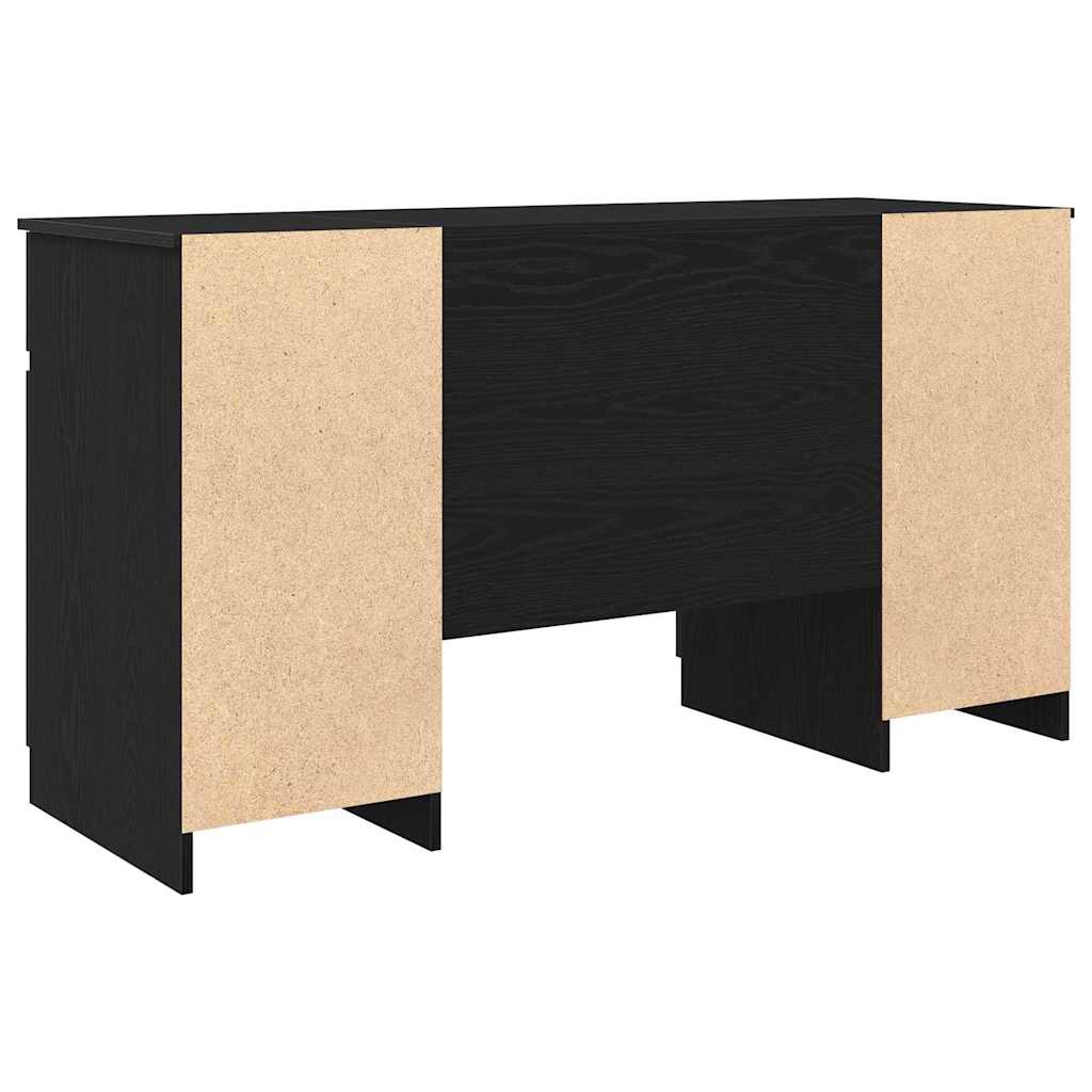 Bord Med Skuffe Sort Eg 140 X 49 X 76 Cm Konstrueret Træ - Billede 6