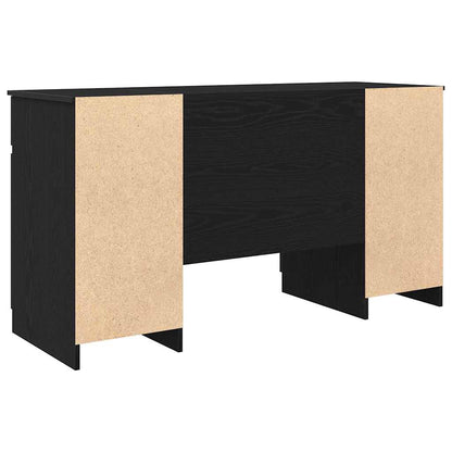 Bord Med Skuffe Sort Eg 140 X 49 X 76 Cm Konstrueret Træ - Billede 6