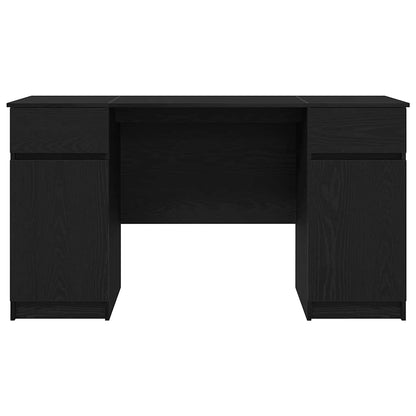 Bord Med Skuffe Sort Eg 140 X 49 X 76 Cm Konstrueret Træ - Billede 7
