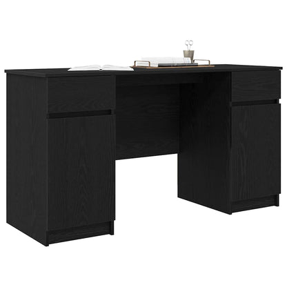Bord Med Skuffe Sort Eg 140 X 49 X 76 Cm Konstrueret Træ - Billede 3