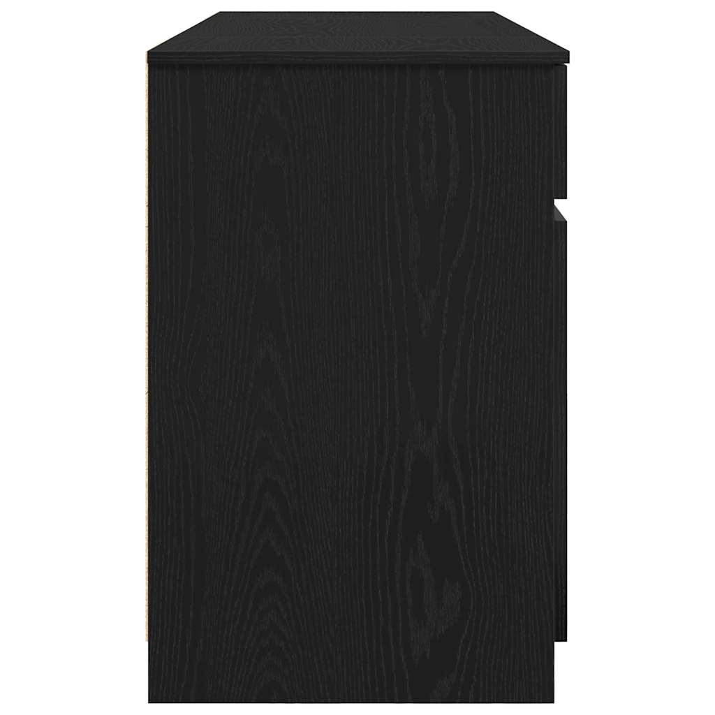 Bord Med Skuffe Sort Eg 140 X 49 X 76 Cm Konstrueret Træ - Billede 8