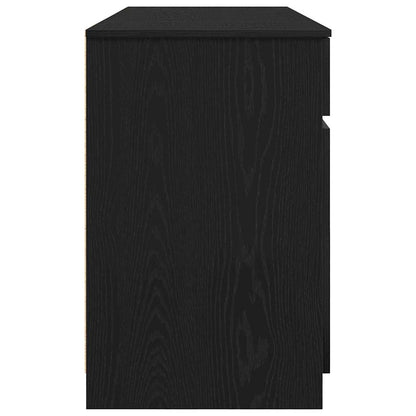 Bord Med Skuffe Sort Eg 140 X 49 X 76 Cm Konstrueret Træ - Billede 8