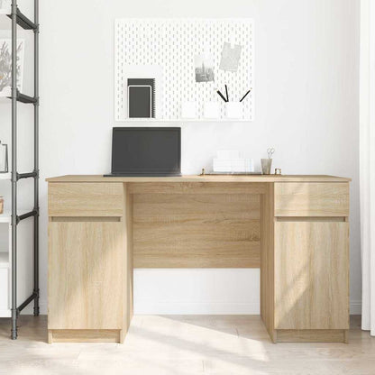 Bord Med Skuffe Sonoma-eg 140 X 49 X 76 Cm Konstrueret Træ - Billede 4