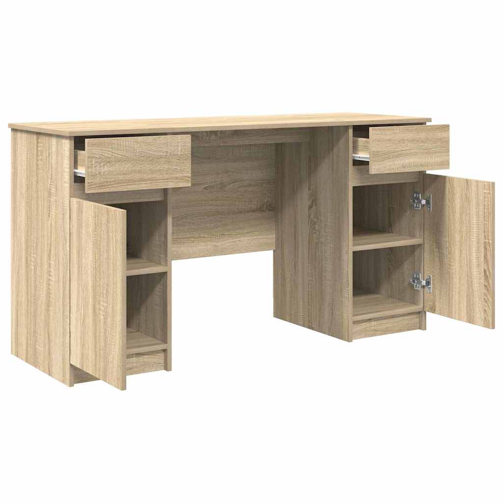 Bord Med Skuffe Sonoma-eg 140 X 49 X 76 Cm Konstrueret Træ - Billede 5