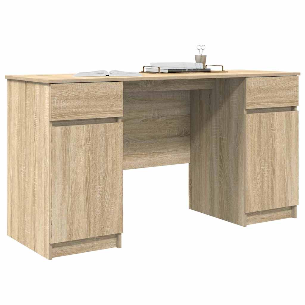 Bord Med Skuffe Sonoma-eg 140 X 49 X 76 Cm Konstrueret Træ - Billede 3