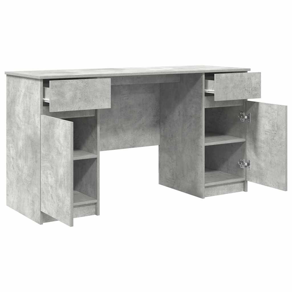 Bord Med Skuffe Betongrå 140 X 49 X 76 Cm Konstrueret Træ - Billede 5