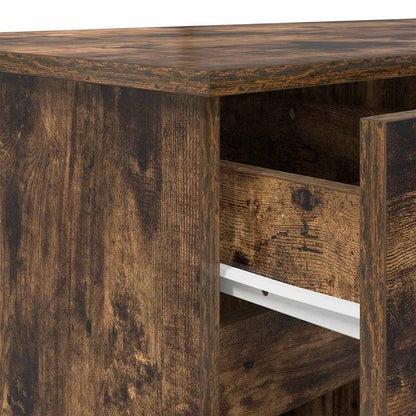 Bord Med Skuffe Røget Eg 140 X 49 X 76 Cm Konstrueret Træ - Billede 10