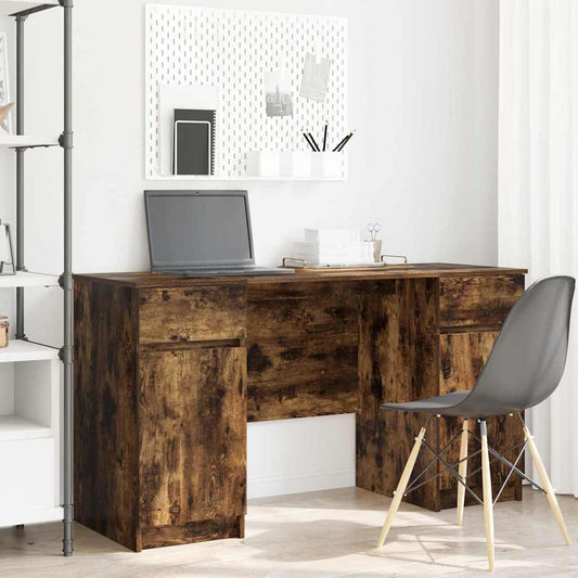 Bord Med Skuffe Røget Eg 140 X 49 X 76 Cm Konstrueret Træ - Hovedbillede
