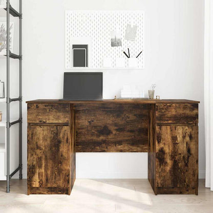 Bord Med Skuffe Røget Eg 140 X 49 X 76 Cm Konstrueret Træ - Billede 4