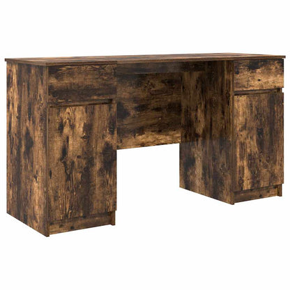 Bord Med Skuffe Røget Eg 140 X 49 X 76 Cm Konstrueret Træ - Billede 2