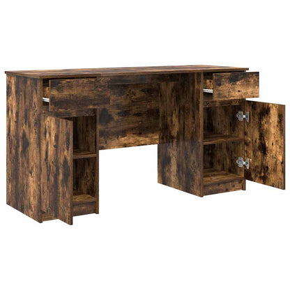 Bord Med Skuffe Røget Eg 140 X 49 X 76 Cm Konstrueret Træ - Billede 5