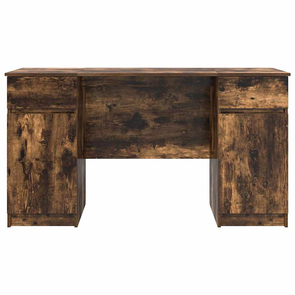 Bord Med Skuffe Røget Eg 140 X 49 X 76 Cm Konstrueret Træ - Billede 7