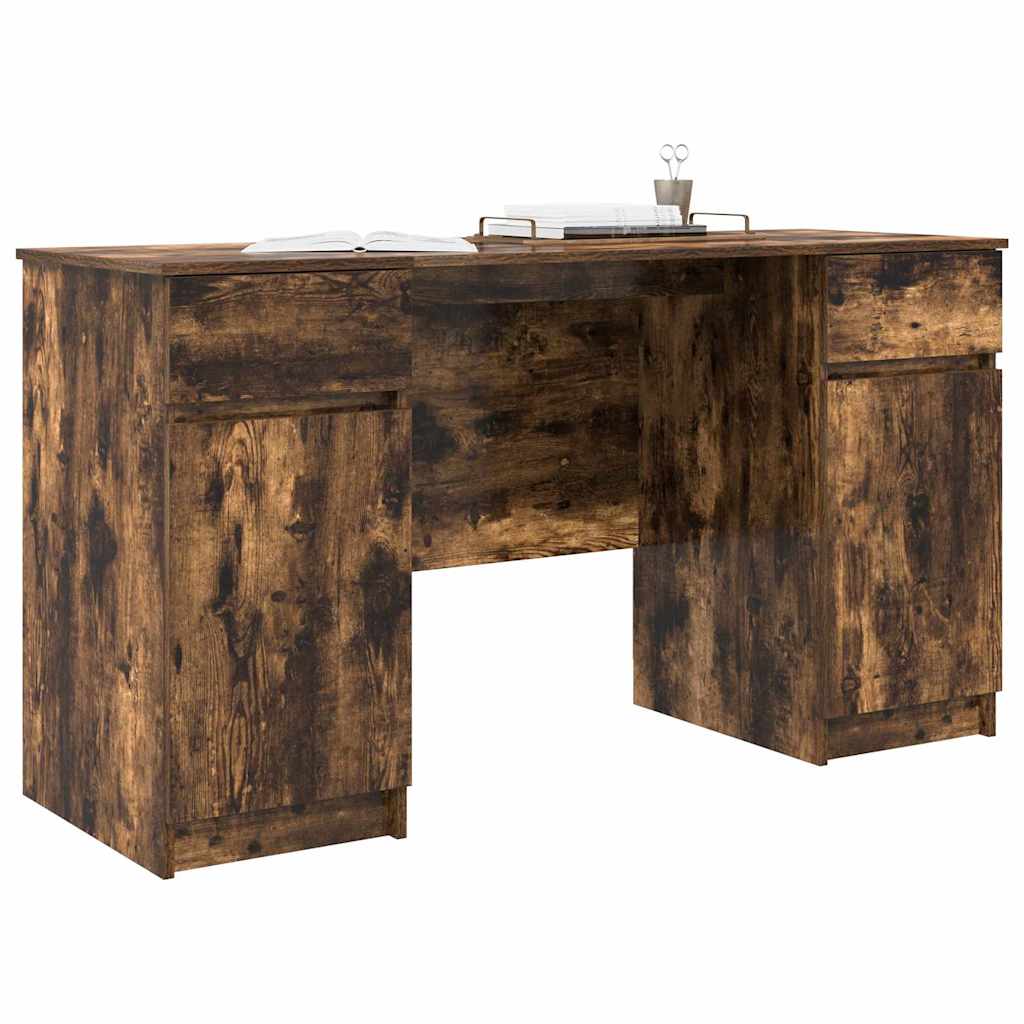 Bord Med Skuffe Røget Eg 140 X 49 X 76 Cm Konstrueret Træ - Billede 3