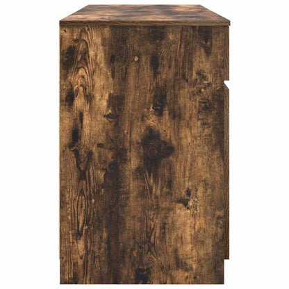 Bord Med Skuffe Røget Eg 140 X 49 X 76 Cm Konstrueret Træ - Billede 8