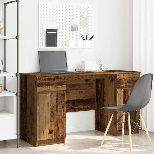 Bord Med Skuffe Gammelt Træ 140 X 49 X 76 Cm Konstrueret Træ - Hovedbillede