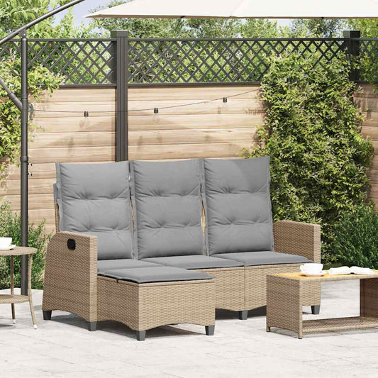 Loungestol Med Hynder Og Lænefunktion L-Formet Polyrattan