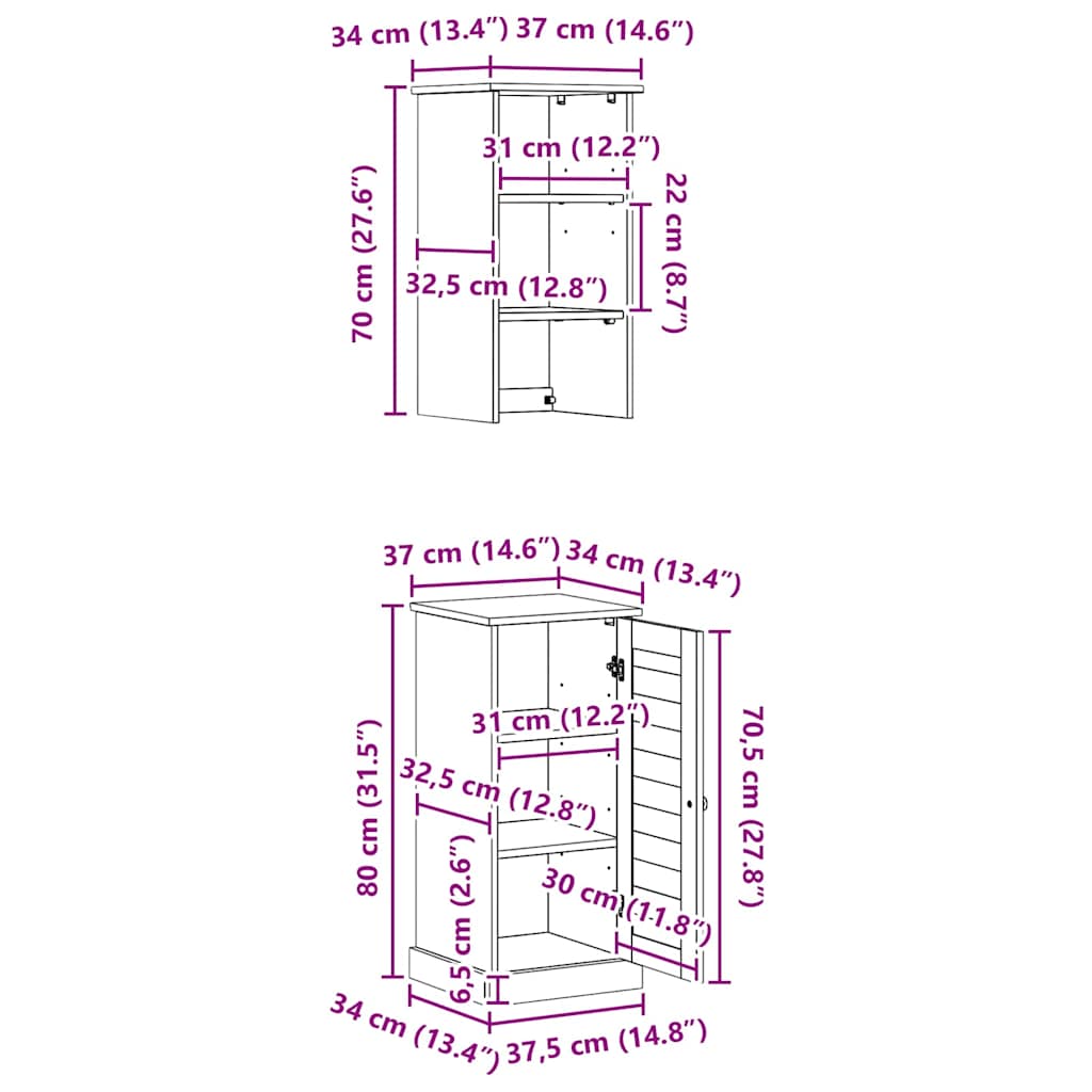 Badeværelsesmøbel Sæt Vigo 2 Pcs Brun Og Hvid 37 X 34 X 150 Cm - Billede 11