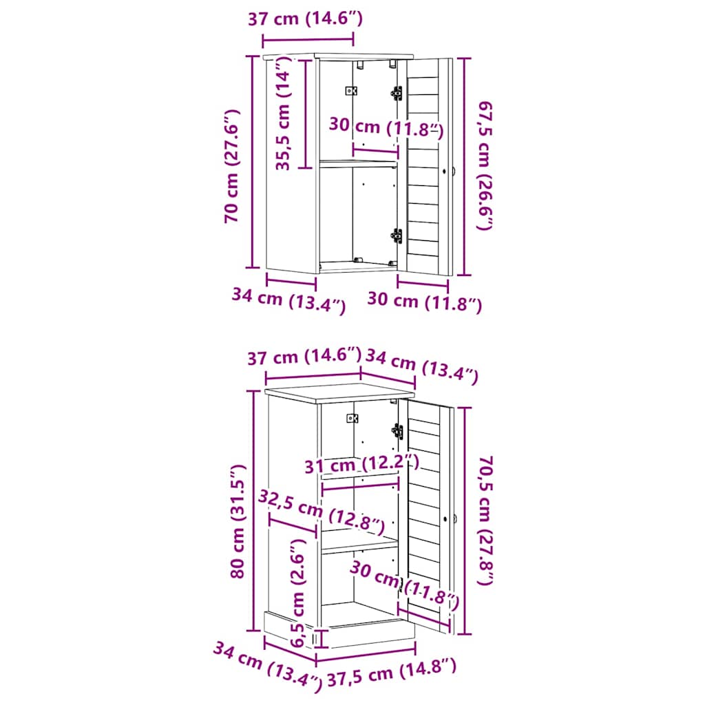 Badeværelsesmøbel Sæt Vigo 2 Pcs Antik Hvid 37 X 34 X 80 Cm - Billede 11