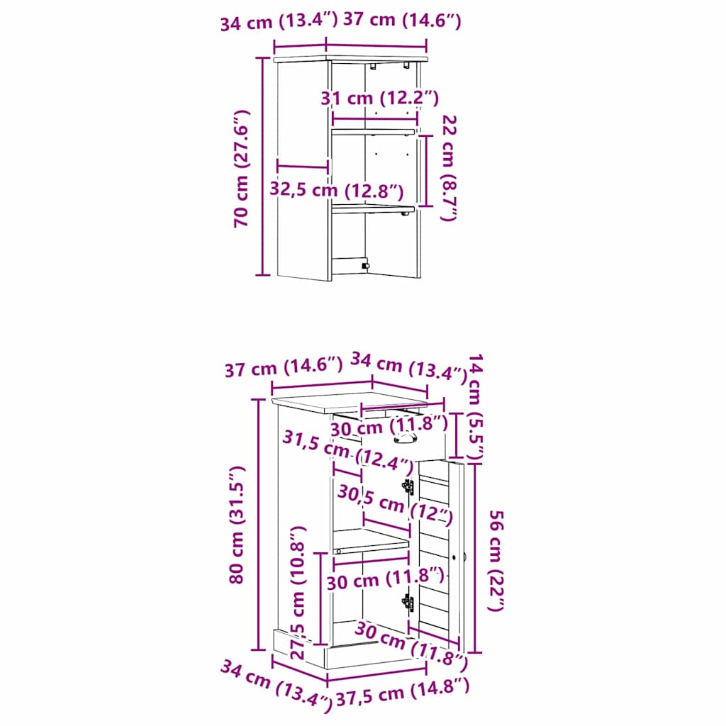 Badeværelsesmøbel Sæt Vigo 2 Pcs Brun Og Hvid 37 X 34 X 150 Cm - Billede 11