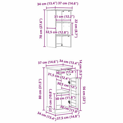 Badeværelsesmøbel Sæt Vigo 2 Pcs Brun Og Hvid 37 X 34 X 150 Cm - Billede 11