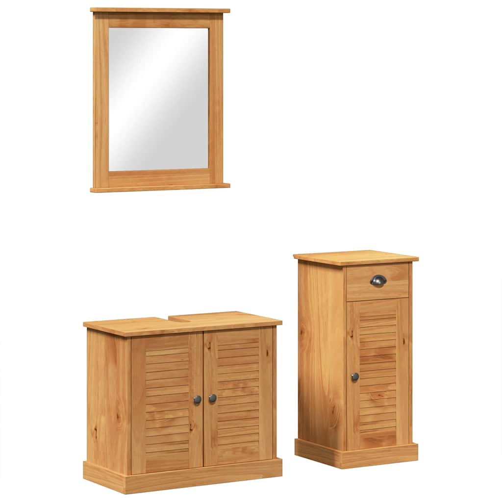 Badeværelsesmøbel Sæt Med Hylde Vigo 3 Pcs Brun 37 X 34 X 80 Cm - Billede 2