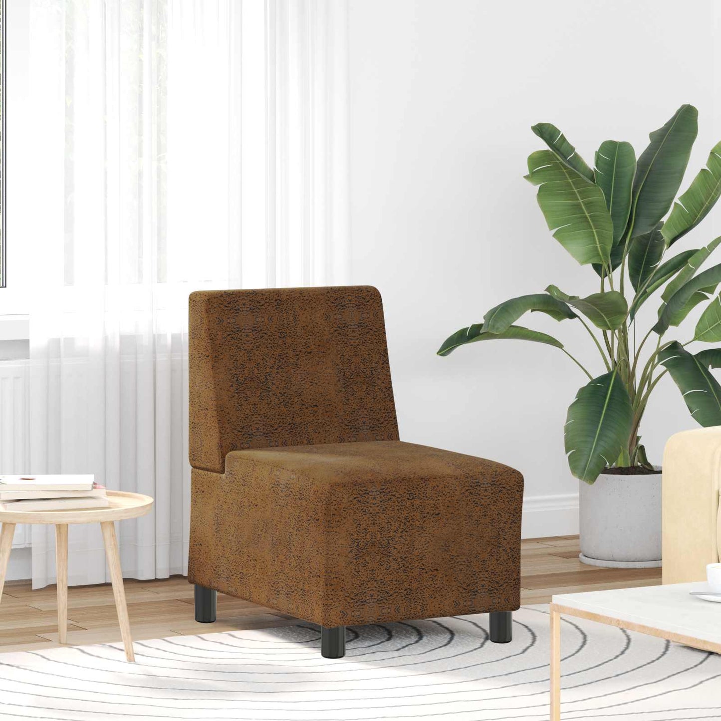 Modulsofa Enhed Uden Arme Brun 55 X 74 X 82 Cm Faux Suede Læder - Billede 3
