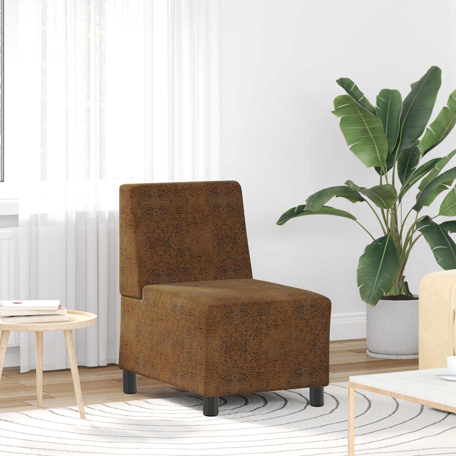 Modulsofa Enhed Uden Arme Brun 55 X 74 X 82 Cm Faux Suede Læder - Billede 3