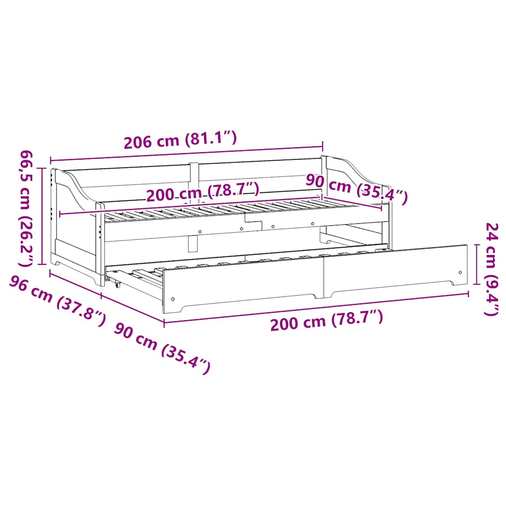 Daybed med Trusse Uden Madras Irun 90x200 Cm - billede 13