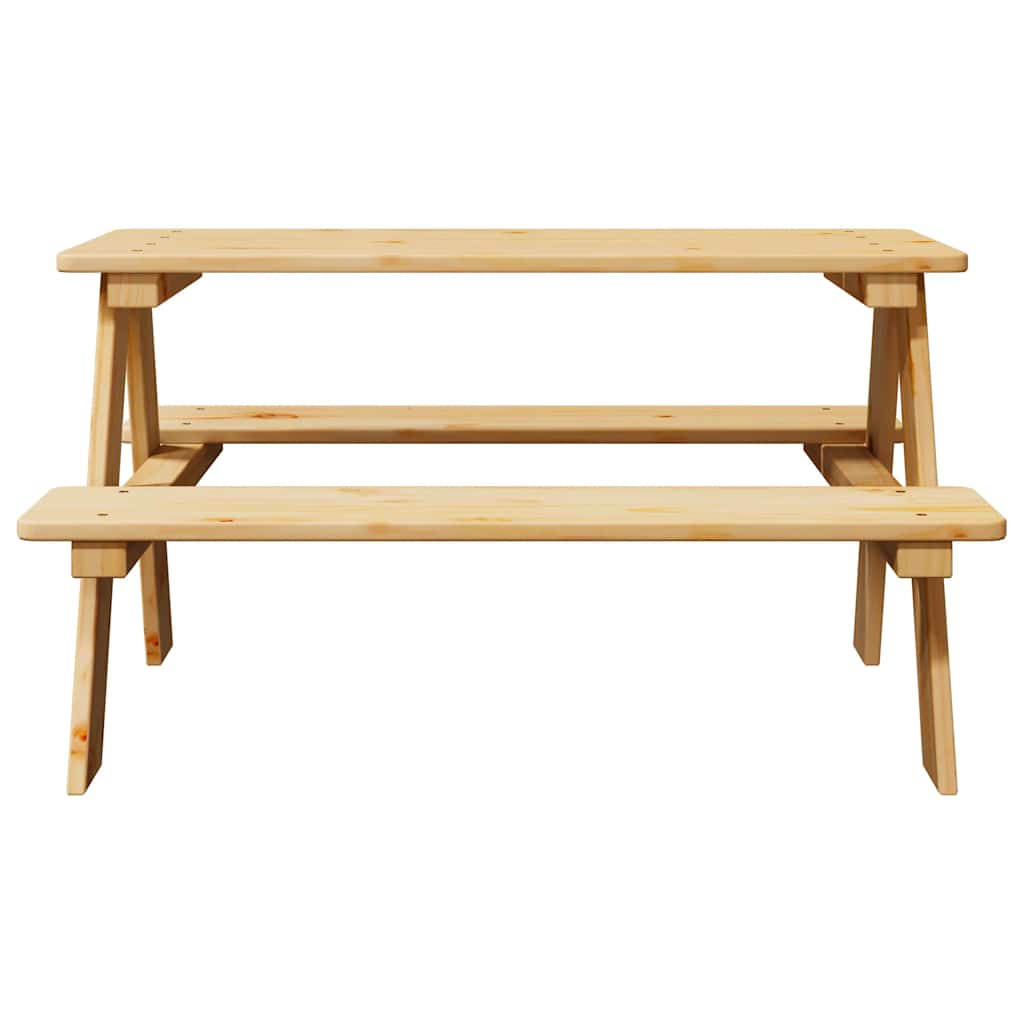 Børnebord Med Bænke Irun 90x79,5x50 Cm Massivt Træ - Billede 4