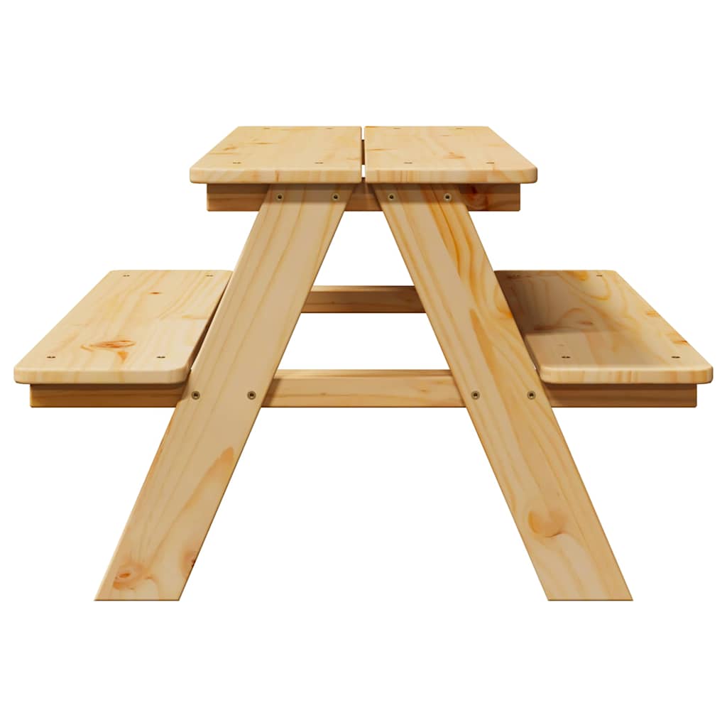 Børnebord Med Bænke Irun 90x79,5x50 Cm Massivt Træ - Billede 5