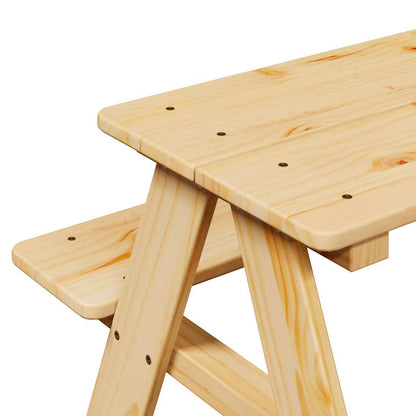 Børnebord Med Bænke Irun 90x79,5x50 Cm Massivt Træ - Billede 7