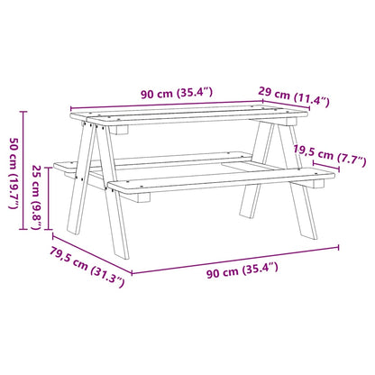 Børnebord Med Bænke Irun 90x79,5x50 Cm Massivt Træ - Billede 8